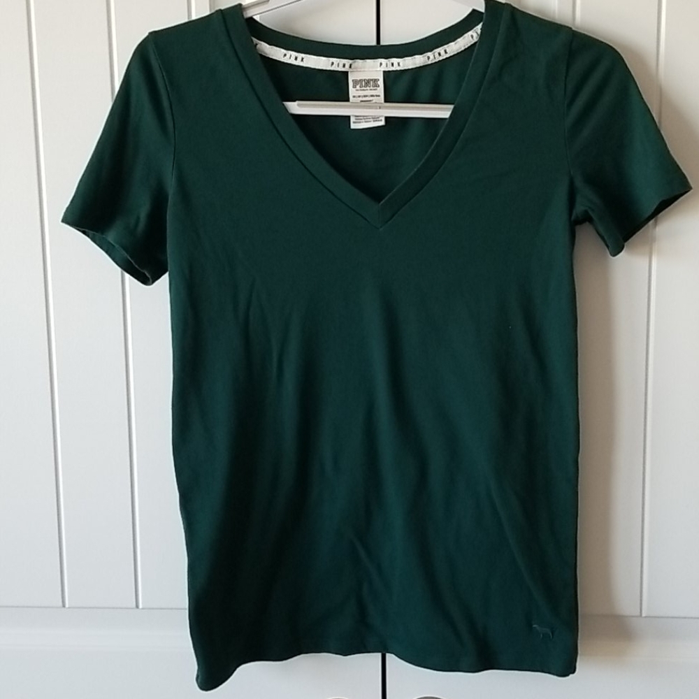 PINK V-neck Short Sleeve Sleep Shirt